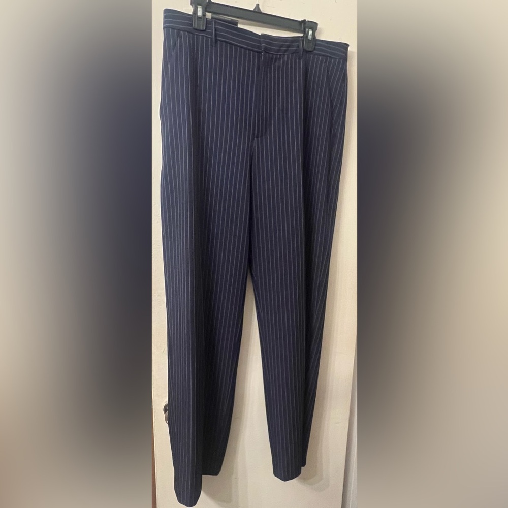 Banana Republic Sculpted Stretch Navy Pinstripe Trouser Pants